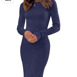 MEROKEETY Women's 2026 Long Sleeve Bodycon Sweater Crew Neck Ribbed Knit Maxi